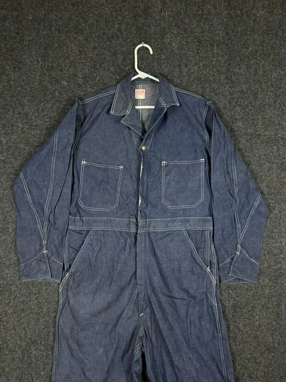 Vintage 1950s Setlow Denim Coveralls Union Made Sanforized Size 40 Indigo USA